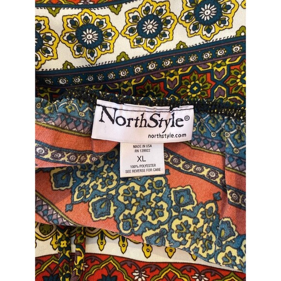 North Style Boho Peasant Blouse Size XL Rounded Neckline Flowy Long Top Comfy - Picture 9 of 9